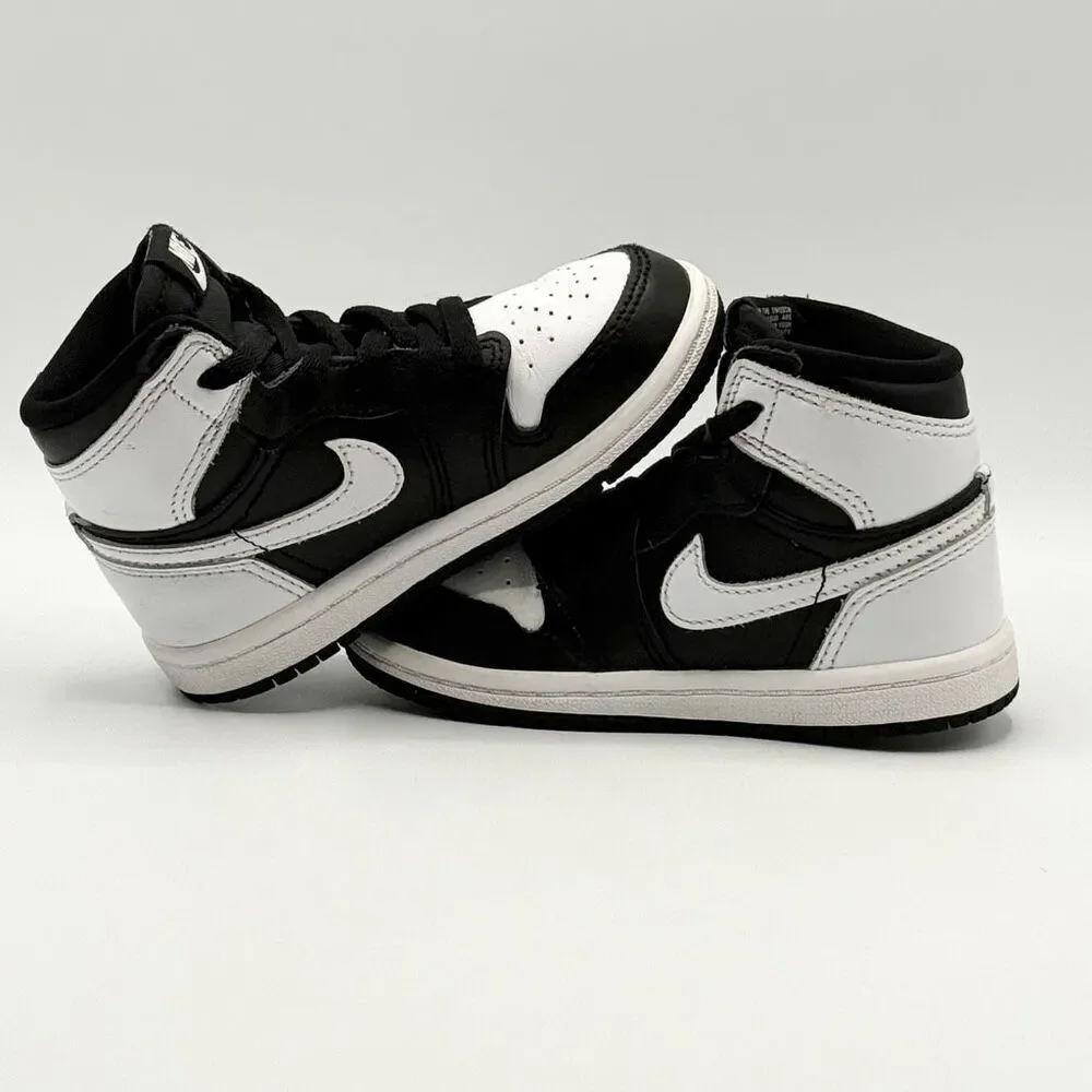 Nike Air Jordan Retro 1 OG High Top Panda Black White Lace Up Toddler Sneakers -